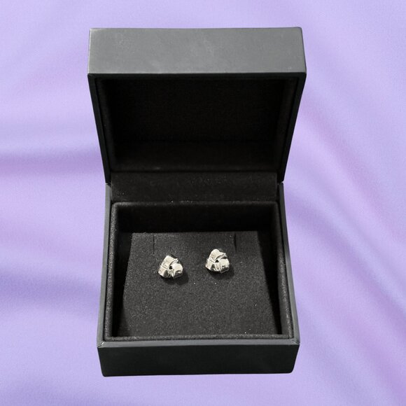 Vintage Avon Silvertone Knot Stud Earrings - Picture 1 of 6